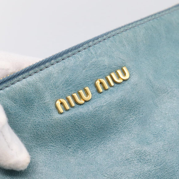 Miu Miu Hand Bag Leather 2way Blue Gold Auth yk20734M