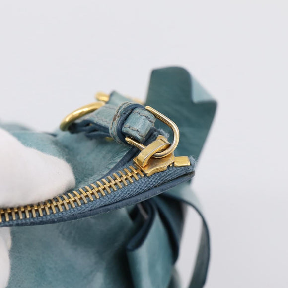 Miu Miu Hand Bag Leather 2way Blue Gold Auth yk20734M