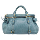 Miu Miu Hand Bag Leather 2way Blue Gold Auth yk20734M-2