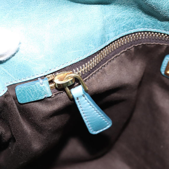 Miu Miu Hand Bag Leather 2way Blue Gold Auth yk20734M