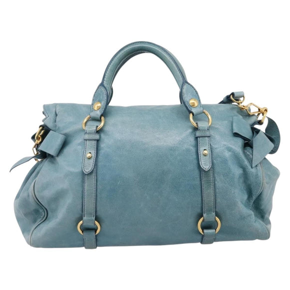 Miu Miu Hand Bag Leather 2way Blue Gold Auth yk20734M
