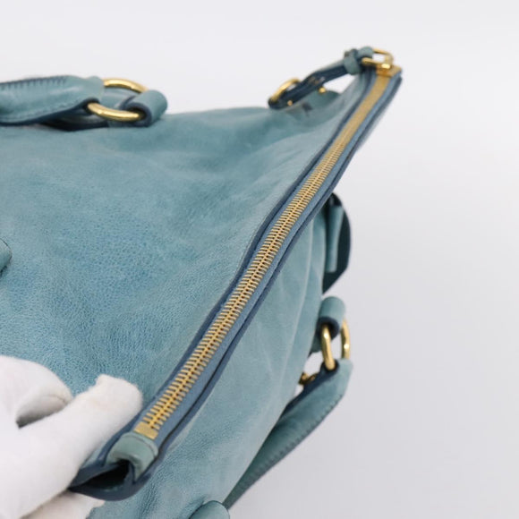 Miu Miu Hand Bag Leather 2way Blue Gold Auth yk20734M