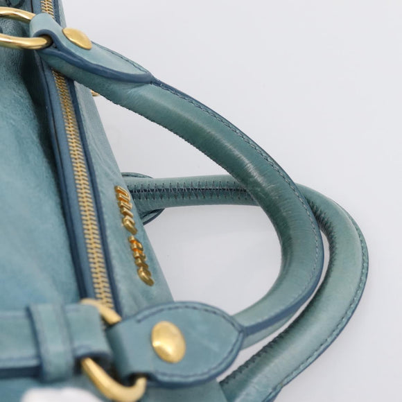Miu Miu Hand Bag Leather 2way Blue Gold Auth yk20734M