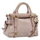 Miu Miu Hand Bag Leather 2way Pink Gold Auth yk20735M-1