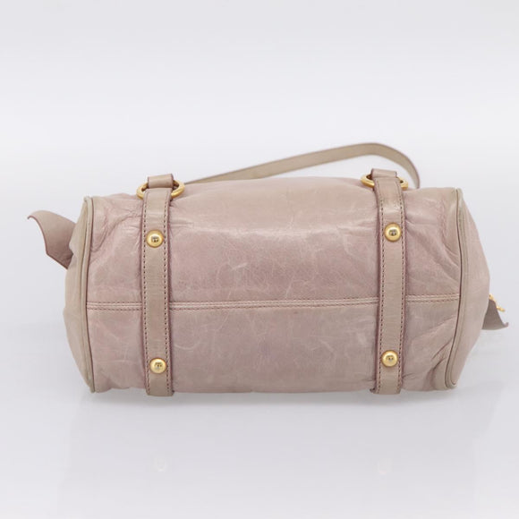 Miu Miu Hand Bag Leather 2way Pink Gold Auth yk20735M