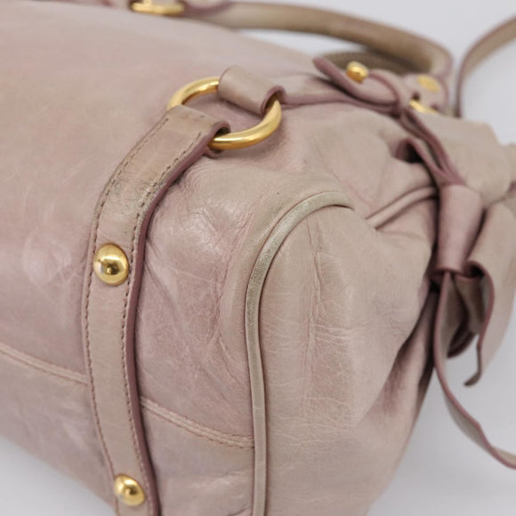 Miu Miu Hand Bag Leather 2way Pink Gold Auth yk20735M