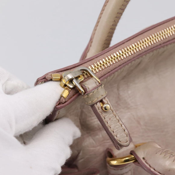 Miu Miu Hand Bag Leather 2way Pink Gold Auth yk20735M
