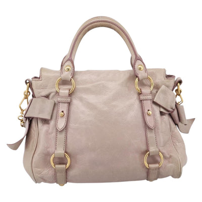Miu Miu Hand Bag Leather 2way Pink Gold Auth yk20735M - 0