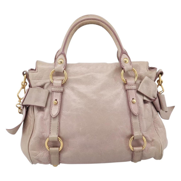 Miu Miu Hand Bag Leather 2way Pink Gold Auth yk20735M