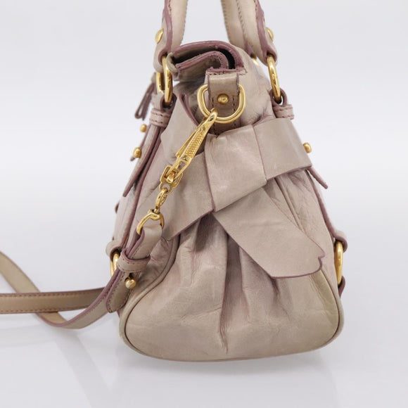 Miu Miu Hand Bag Leather 2way Pink Gold Auth yk20735M