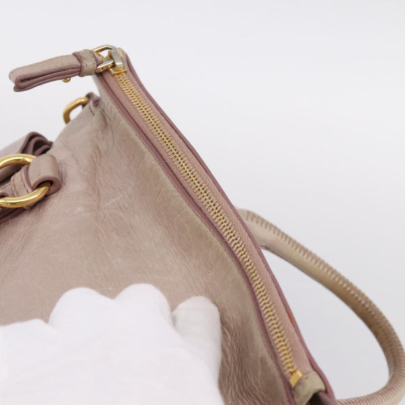 Miu Miu Hand Bag Leather 2way Pink Gold Auth yk20735M
