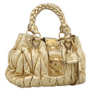 Miu Miu Matelasse Hand Bag Leather 2way Gold Auth yk20737SAM-1
