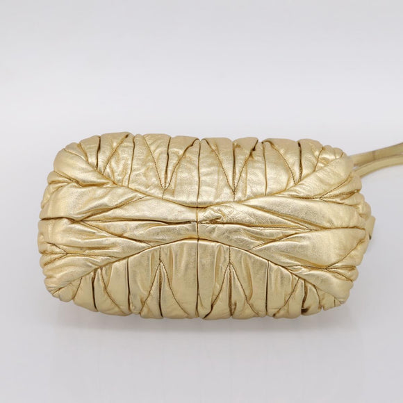 Miu Miu Matelasse Hand Bag Leather 2way Gold Auth yk20737SAM
