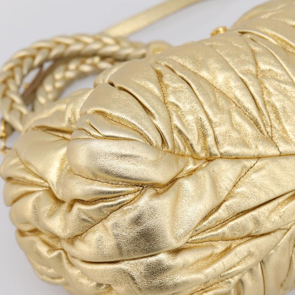 Miu Miu Matelasse Hand Bag Leather 2way Gold Auth yk20737SAM