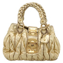 Miu Miu Matelasse Hand Bag Leather 2way Gold Auth yk20737SAM-13