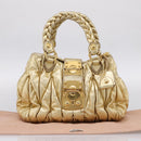 Miu Miu Matelasse Hand Bag Leather 2way Gold Auth yk20737SAM-12