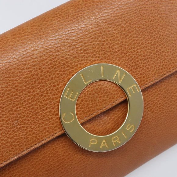 CELINE Clutch Bag Leather Brown Gold Auth yk20741A