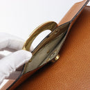 CELINE Clutch Bag Leather Brown Gold Auth yk20741A-8