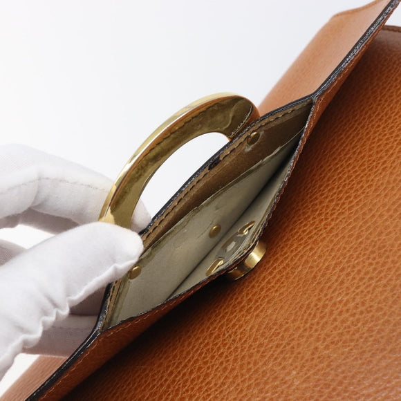 CELINE Clutch Bag Leather Brown Gold Auth yk20741A