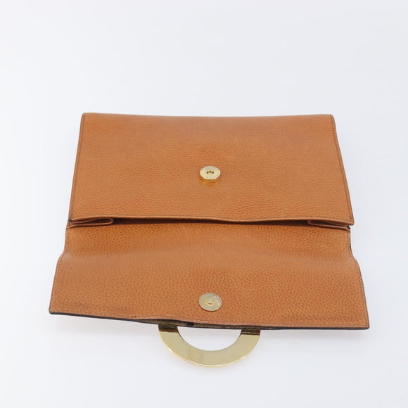 CELINE Clutch Bag Leather Brown Gold Auth yk20741A