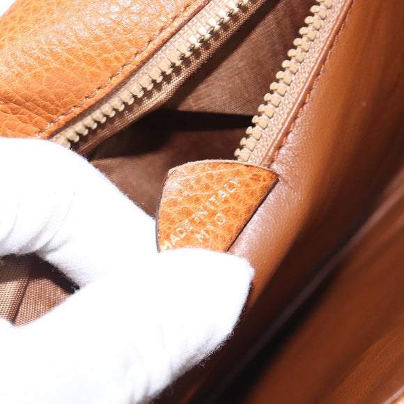 CELINE Clutch Bag Leather Brown Gold Auth yk20741A