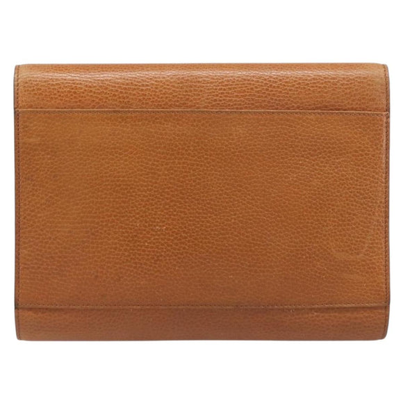 CELINE Clutch Bag Leather Brown Gold Auth yk20741A