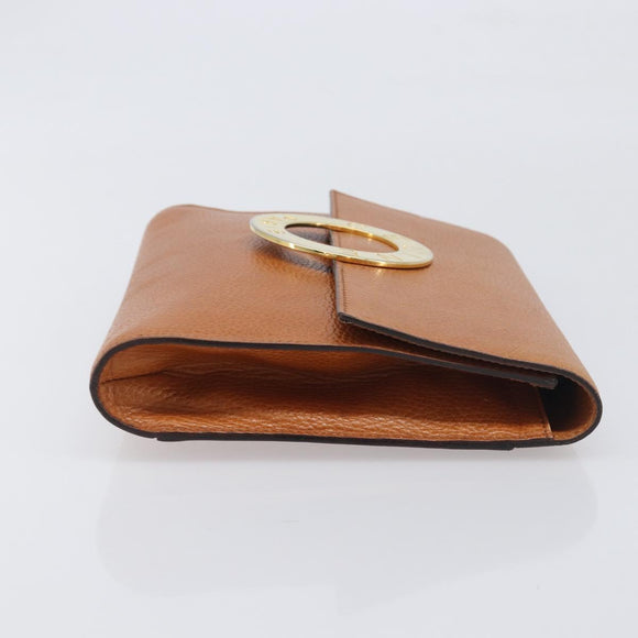 CELINE Clutch Bag Leather Brown Gold Auth yk20741A