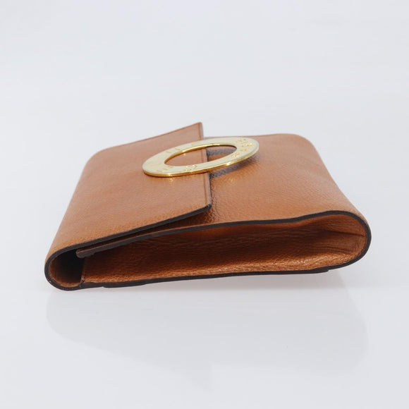 CELINE Clutch Bag Leather Brown Gold Auth yk20741A