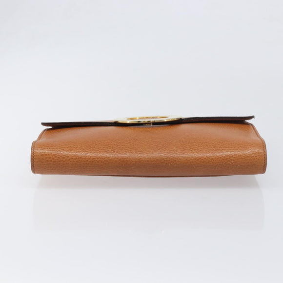 CELINE Clutch Bag Leather Brown Gold Auth yk20741A