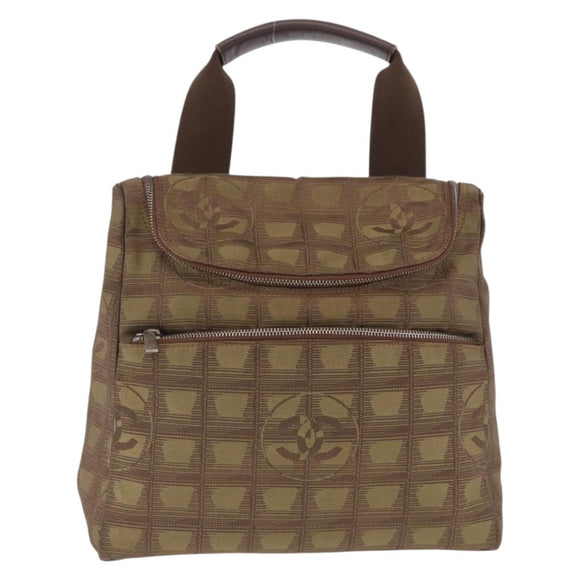 CHANEL New Travel Line Backpack Canvas Brown Silver CC Auth yk20744A