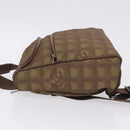 CHANEL New Travel Line Backpack Canvas Brown Silver CC Auth yk20744A-4