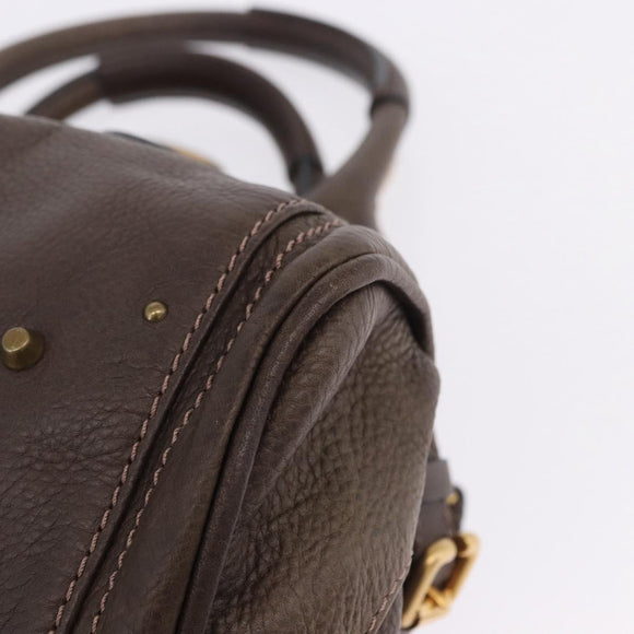 Chloe Paddington Hand Bag Leather Brown Gold Silver Auth yk20745SAM