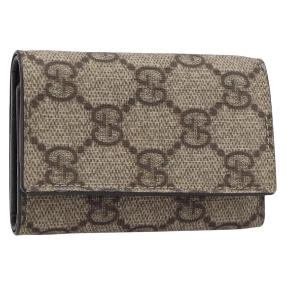 GUCCI GG Supreme Key Case PVC Beige 124611 Auth yk20748A