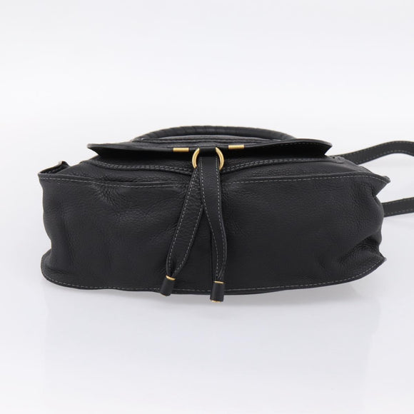 Chloe Marcie Hand Bag Leather 2way Black Gold Auth yk20751V