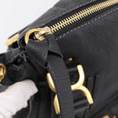 Chloe Marcie Hand Bag Leather 2way Black Gold Auth yk20751V-16