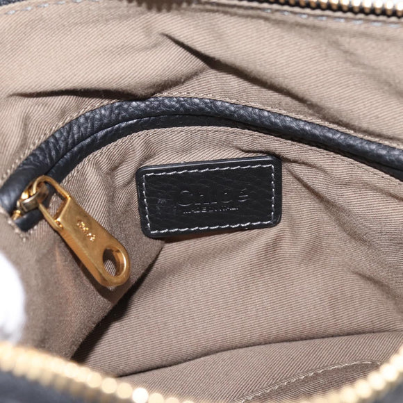 Chloe Marcie Hand Bag Leather 2way Black Gold Auth yk20751V