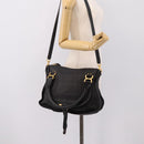 Chloe Marcie Hand Bag Leather 2way Black Gold Auth yk20751V-25