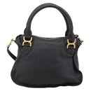 Chloe Marcie Hand Bag Leather 2way Black Gold Auth yk20751V-3
