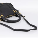 Chloe Marcie Hand Bag Leather 2way Black Gold Auth yk20751V-9