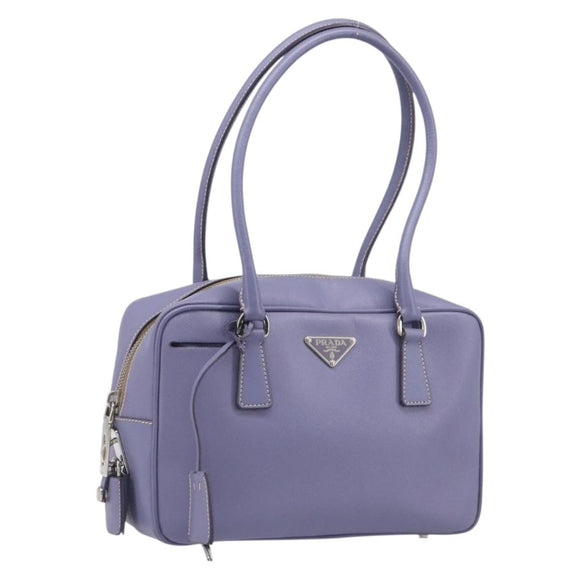 PRADA Hand Bag Saffiano leather Purple Silver Auth yk20752A