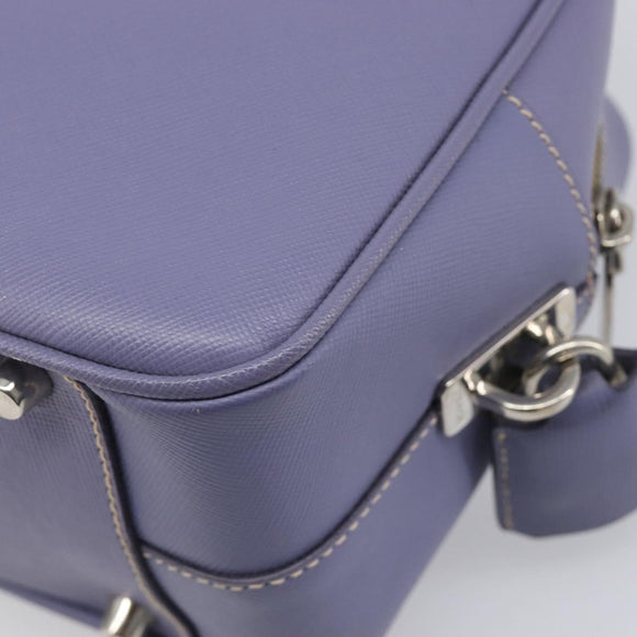 PRADA Hand Bag Saffiano leather Purple Silver Auth yk20752A