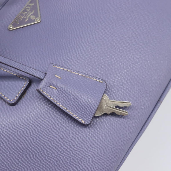 PRADA Hand Bag Saffiano leather Purple Silver Auth yk20752A