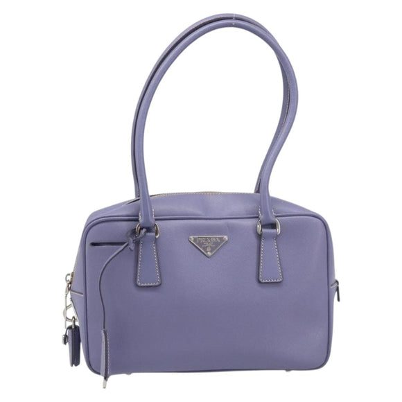 PRADA Hand Bag Saffiano leather Purple Silver Auth yk20752A