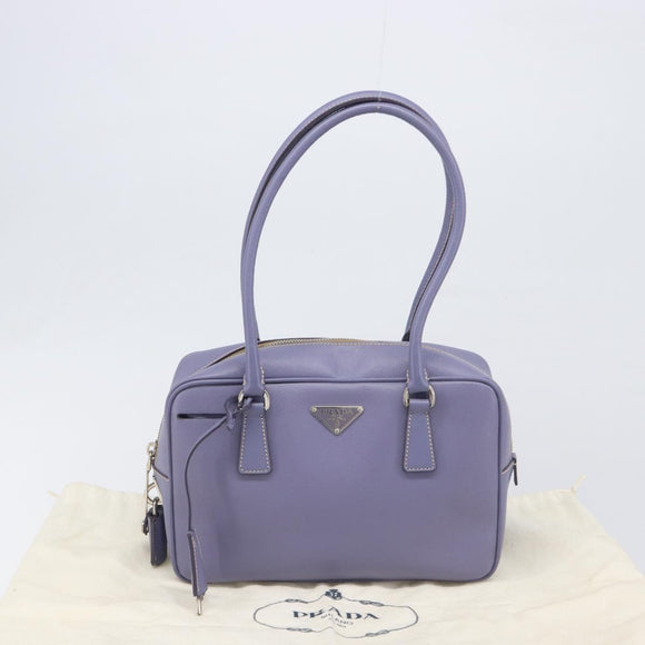 PRADA Hand Bag Saffiano leather Purple Silver Auth yk20752A