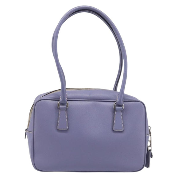 PRADA Hand Bag Saffiano leather Purple Silver Auth yk20752A