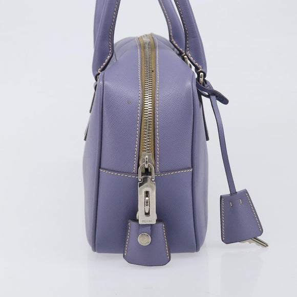 PRADA Hand Bag Saffiano leather Purple Silver Auth yk20752A