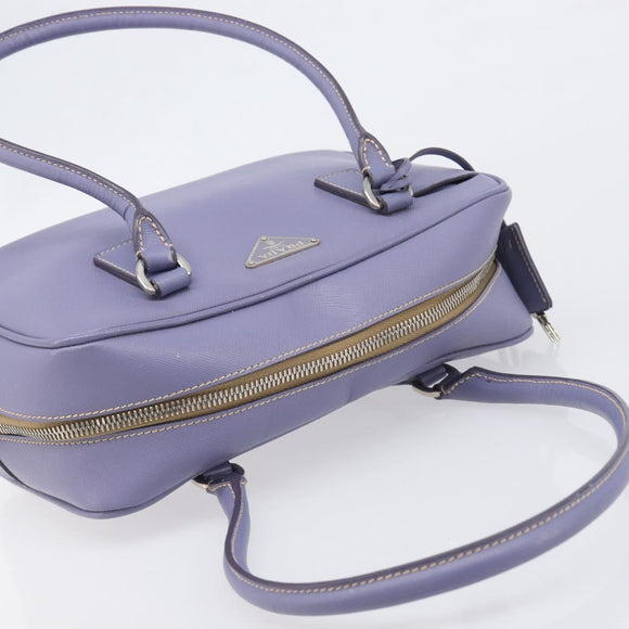PRADA Hand Bag Saffiano leather Purple Silver Auth yk20752A