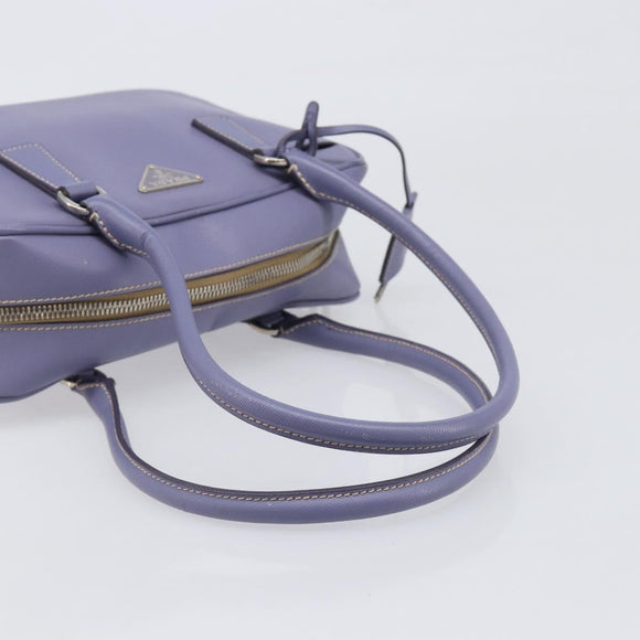 PRADA Hand Bag Saffiano leather Purple Silver Auth yk20752A