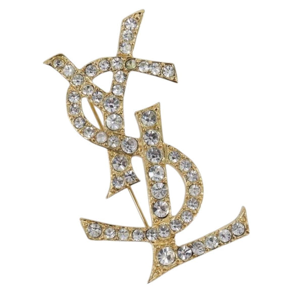 SAINT LAURENT Cassandra Brooch metal Gold Auth yk20754M