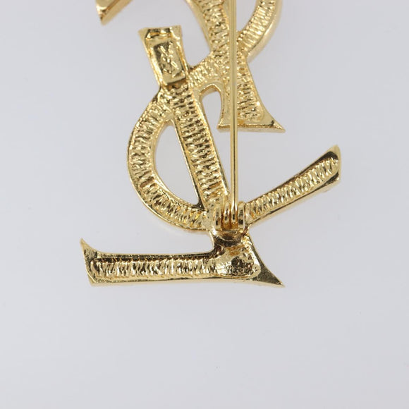 SAINT LAURENT Cassandra Brooch metal Gold Auth yk20754M